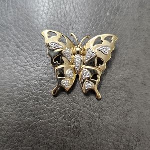 14K Gold & Diamond Butterfly Pin